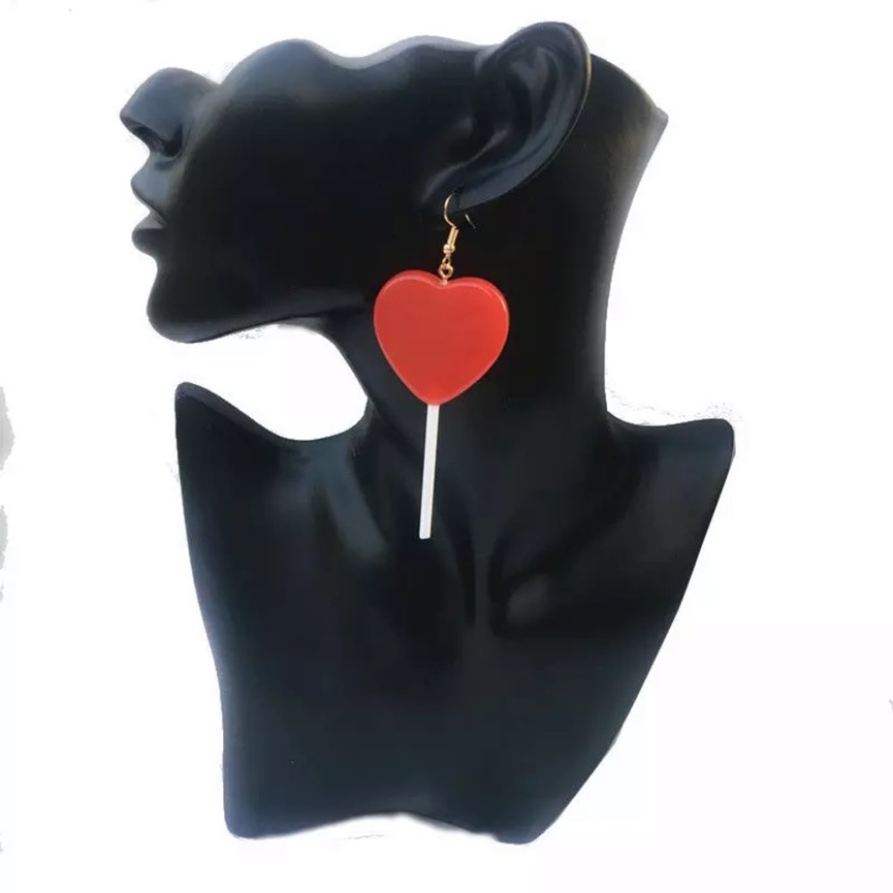 🔴 5/$20 Red Lollipop candy earrings NEW - Picture 2 of 3